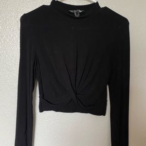 Black mock neck crop top
